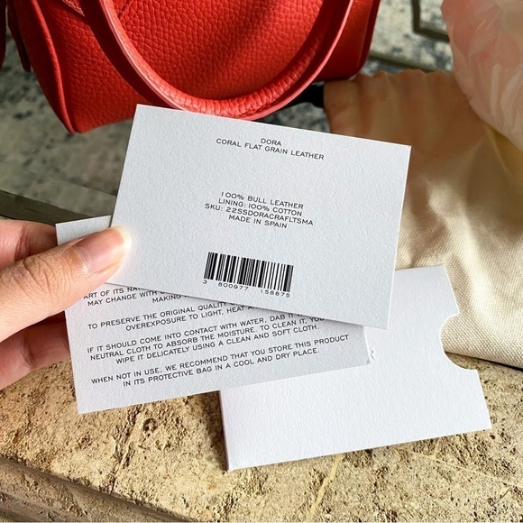 By Far Bag Dora Leather Tote Pebbled Shoulder-Strap Cowhide Miniature Coral NWT - Picture 6 of 11